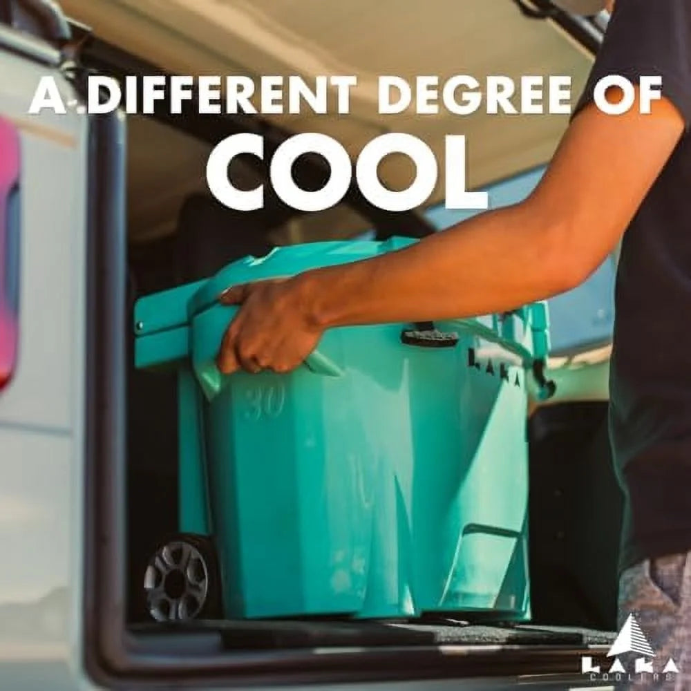 30 Quart Wheeled Hard Cooler Insulated Portable Ice Chest Box Durable, All-Terrain Rolling Cooler for Beach, Drink, Beverage, Boating, Fishing, Camping, and Outdoor Activities