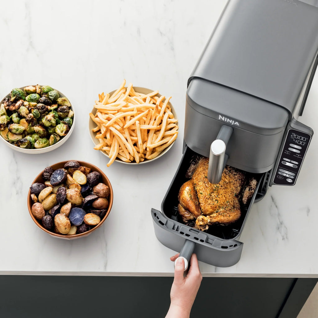 2026 NewNinja DoubleStack XL 2-Basket Air Fryer, DoubleStack Technology Cooks 4 Foods at Once, Space Saving Design, 10 QT, 4-in-1, Smart Finish & Match Cook, SL400
