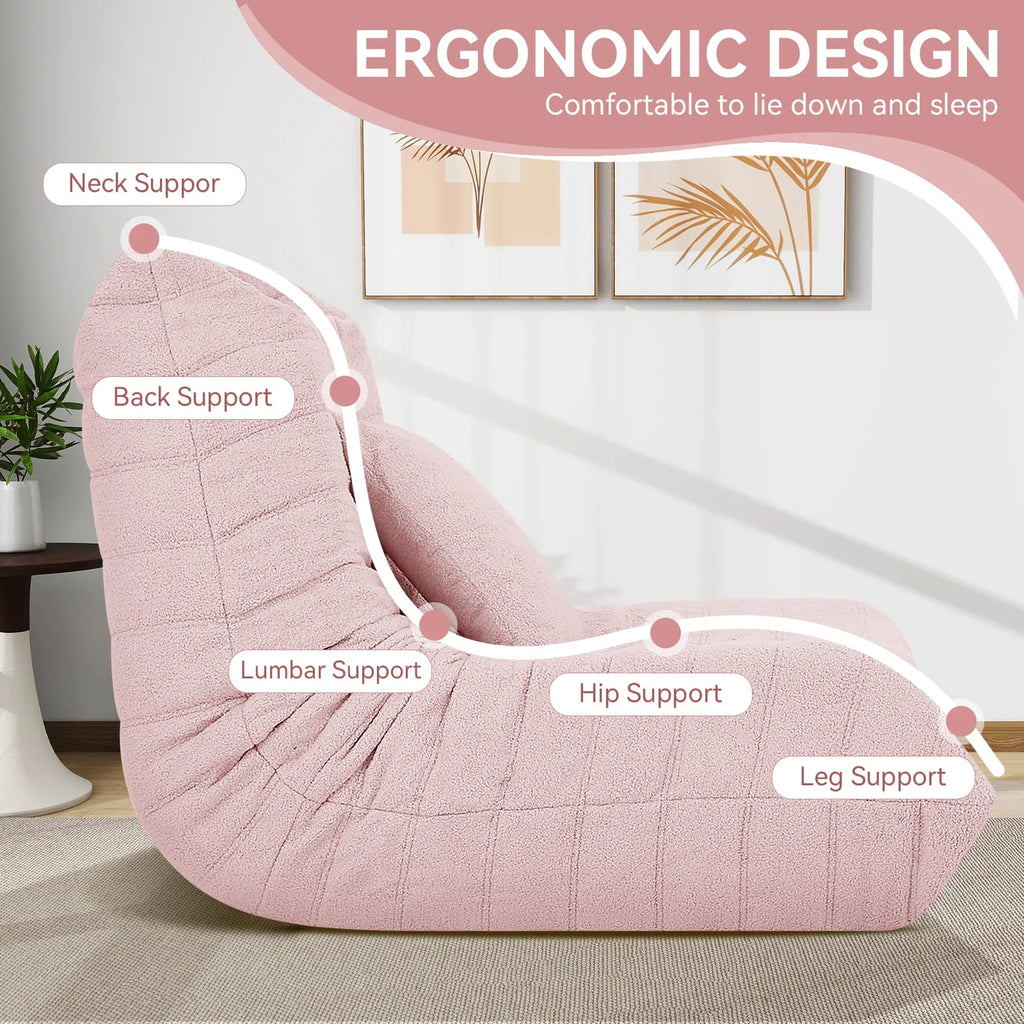 2026 NewVFD Bean Bag Chairs for Adults, Beanbag Chair with Ottoman Lounge Sofa Memory Foam Comfy Reading Chair for Bedroom & Living Room, Lazy Floor Sofa Couch