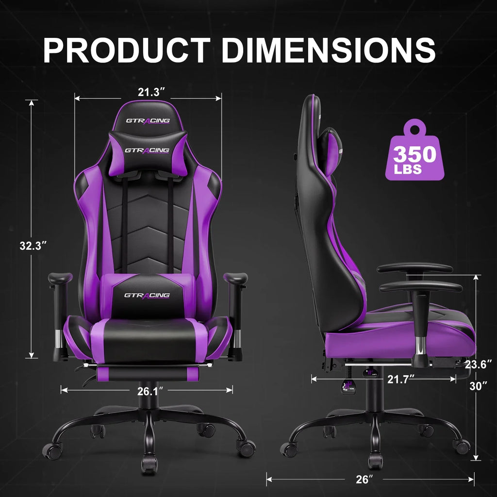 2026 NewGTRACING Gaming Chair, Ergonomic Office Desk Chair with Lumbar Support, PU Leather, Footrest & Adjustable Headrest, Red
