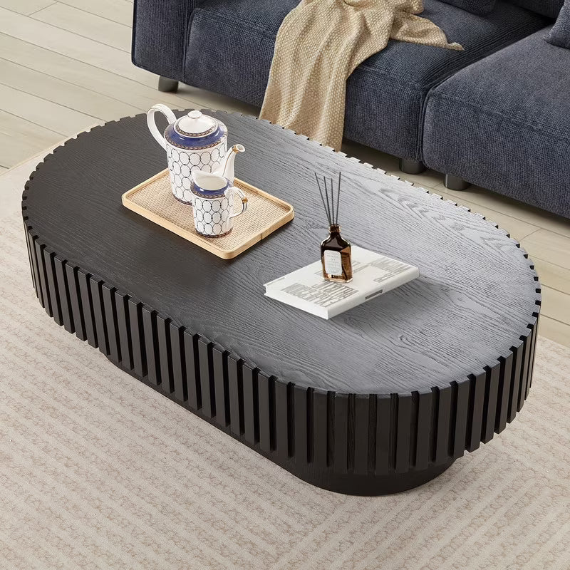 2026 NewFFH 43.7 inch Oval Coffee Table for Living Room,Handcraft Rustic Corner Coffee Table Nature Wood Relief Sturdy Pedestal for Apartmen,Side Table Centre Table,Nature Wood