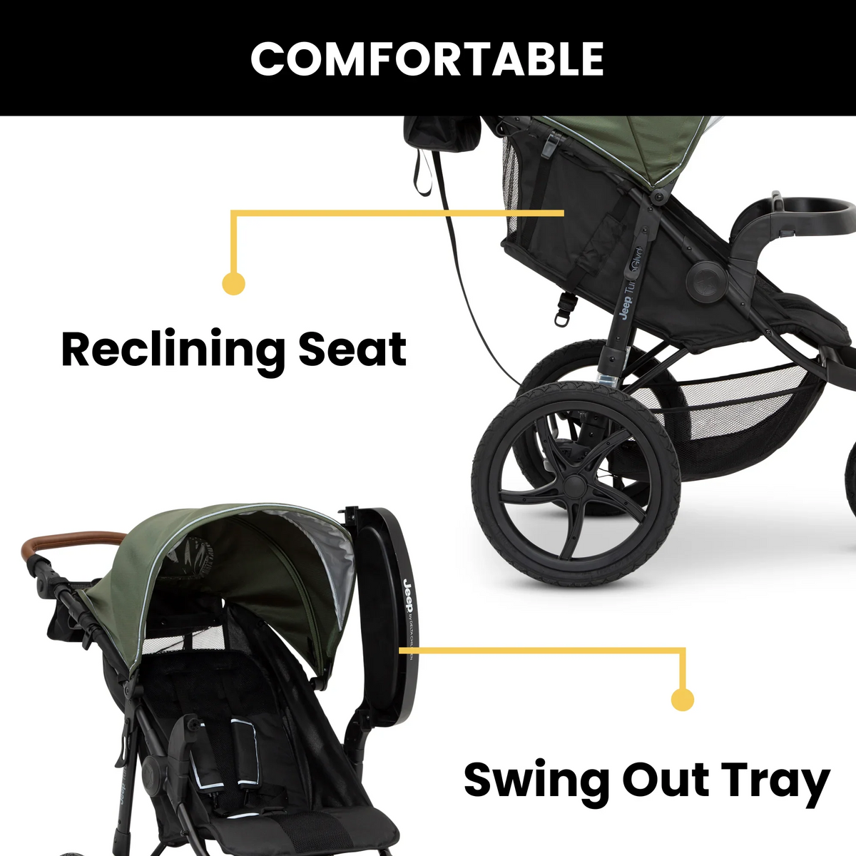 2026 NewJeep TurboGlyde Jogging Stroller by Delta Children, Black
