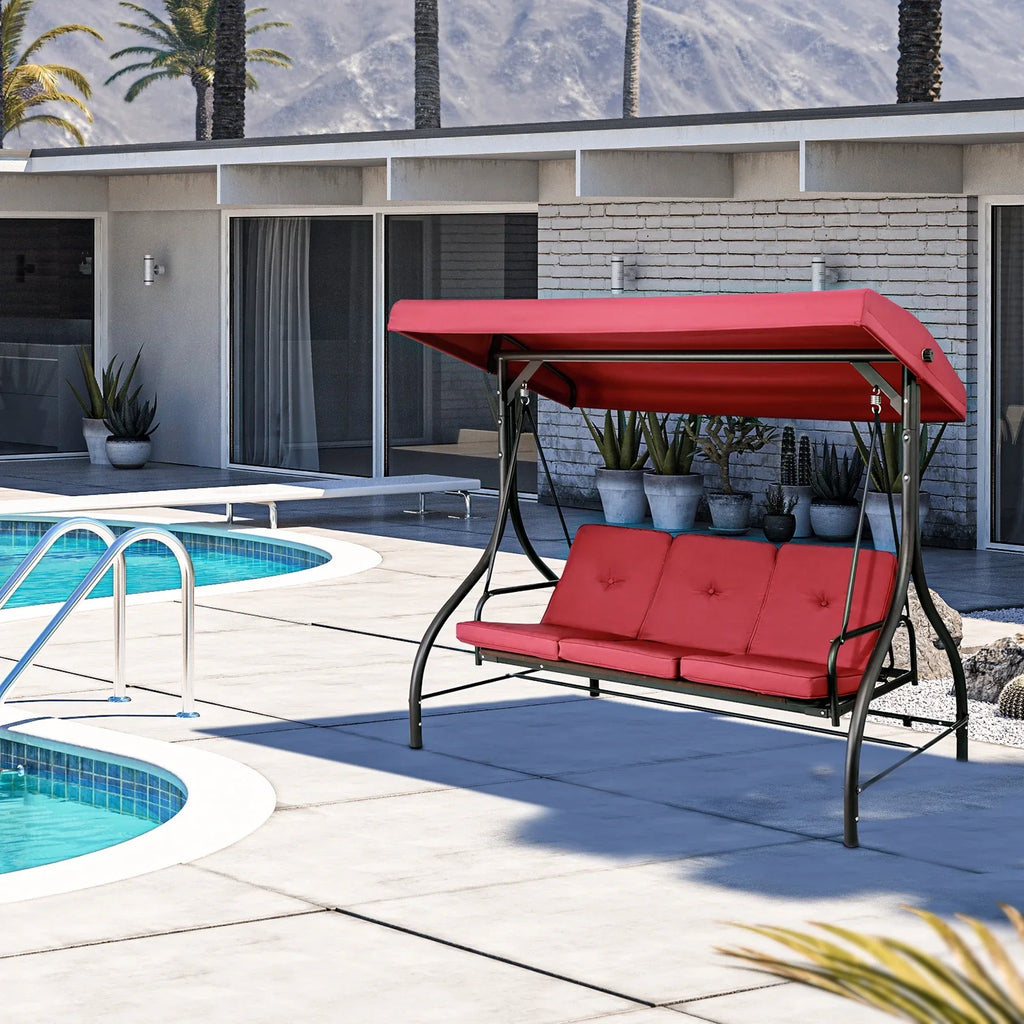 2026 NewArlopu 3 Person Porch Swing Outdoor Converting Canopy Swing Glider with Canopy