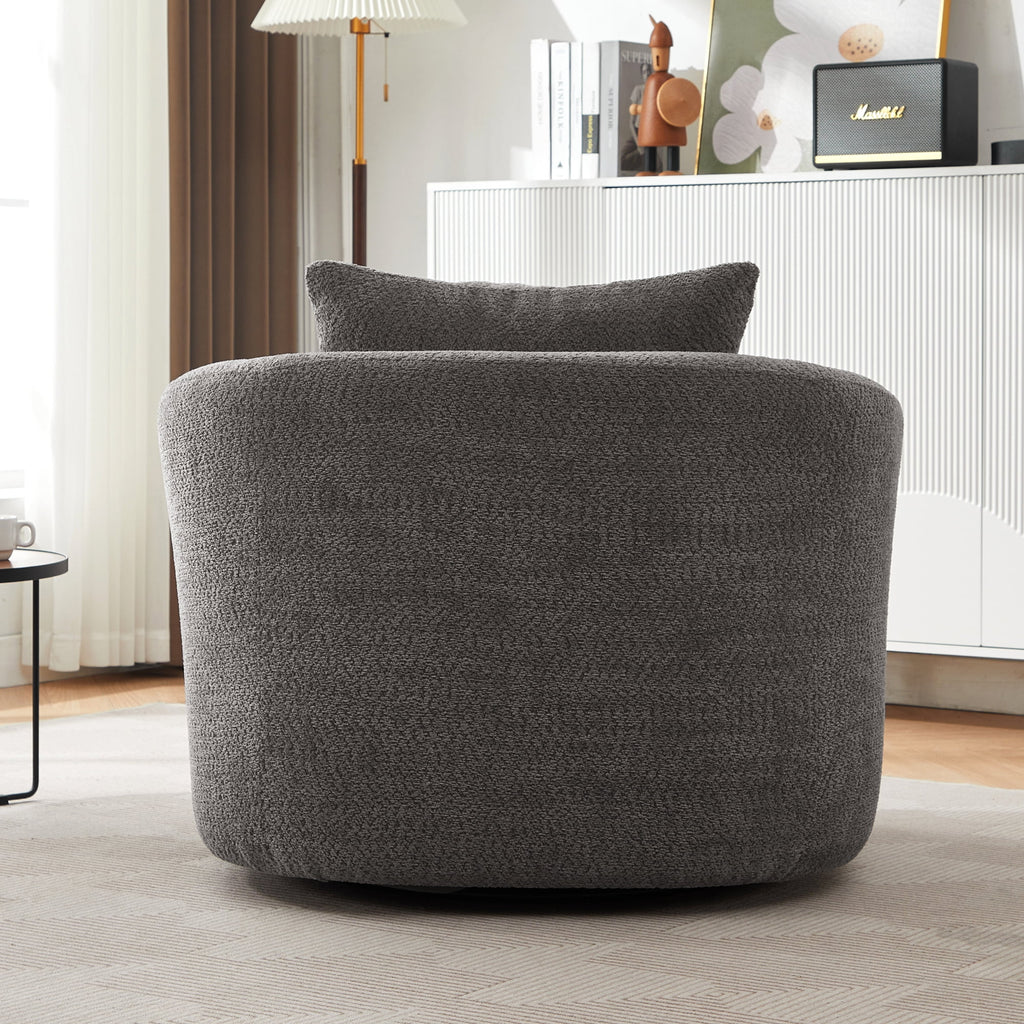 Harper & Bright Designs 360- Swivel Accent Chair, Barrel Chair Swivel Upholstered Sofa Chair with Cushion for Living Room Office, Beige