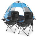 MADOG Set of 3 Camping Tent + Chairs, 4 Person Dome Tent and 2 Foldable Camping Chairs Combo with Cooler Bag and Cup Holder for Backpacking Hiking Traveling, Blue