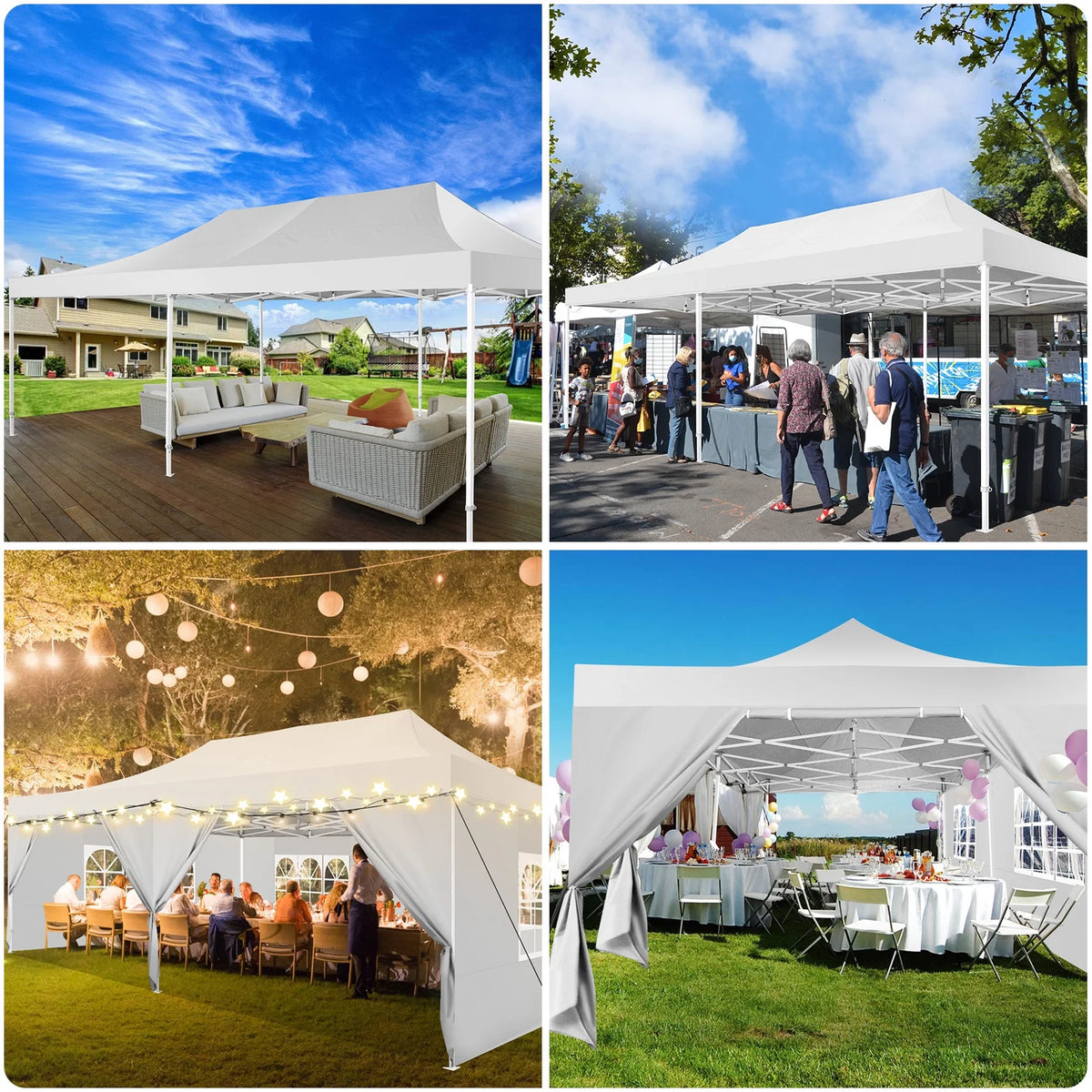 COBIZI 13x26 Heavy Duty Commercial Canopy Tent,Easy Pop Up Party Tent Gazebo,Outdoor Portable Party Canopy,Extra-large Size Space For Outside Wedding Gathering Activities,Waterproof&UPF 50+,White