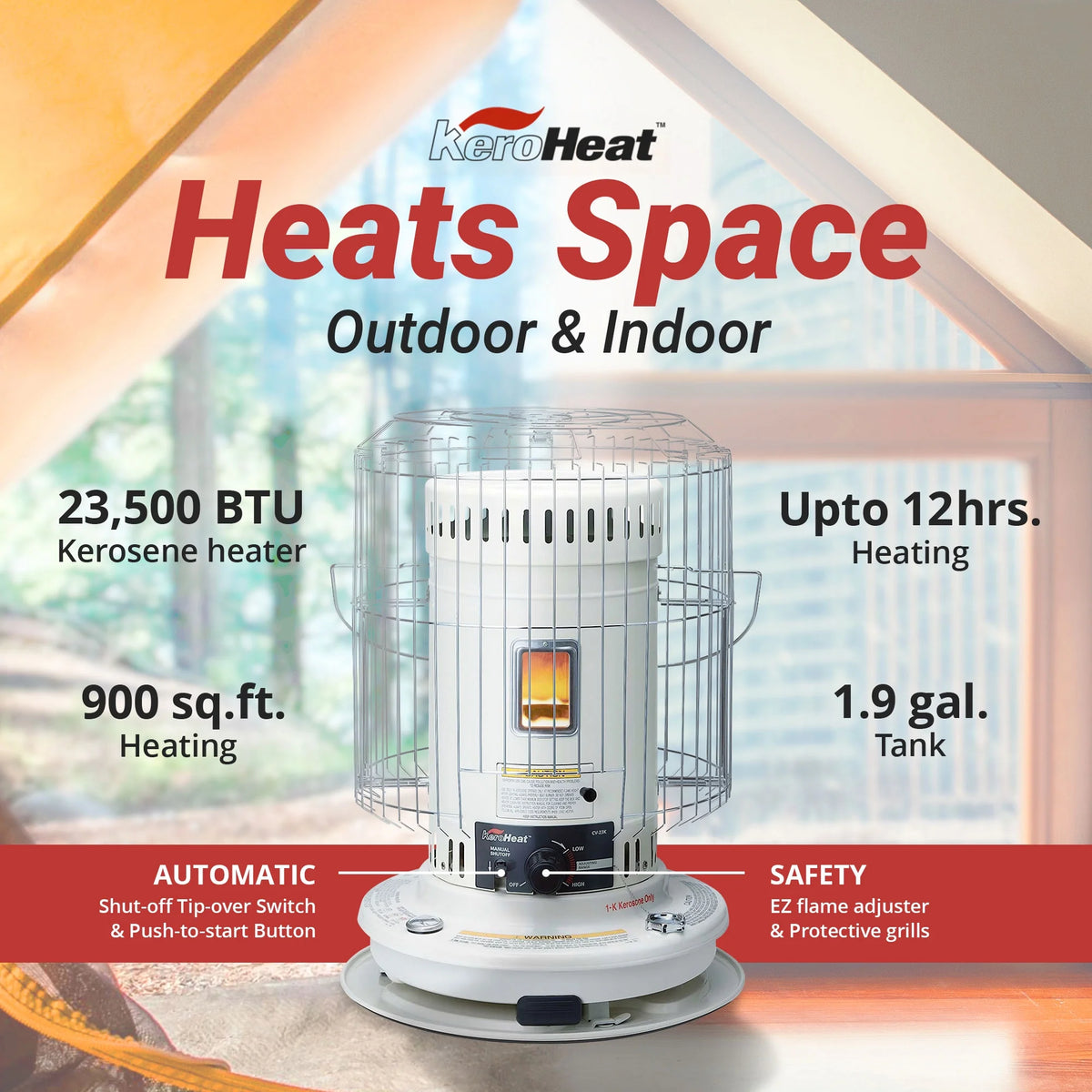 Sengoku KeroHeat 23,500 BTU Portable Convection Kerosene Heater, 2 Pack