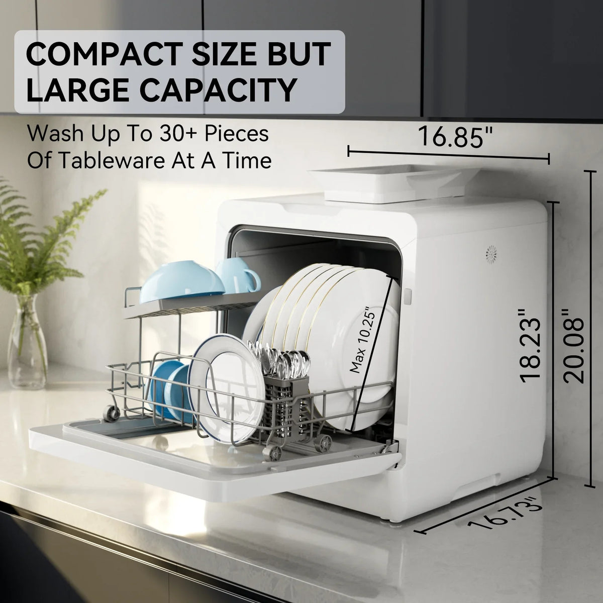 2026 NewHermitlux Portable Countertop Dishwasher, 5 Washing Programs, 5L Built-in Water Tank and Air-Dry Function, HMX-DW03
