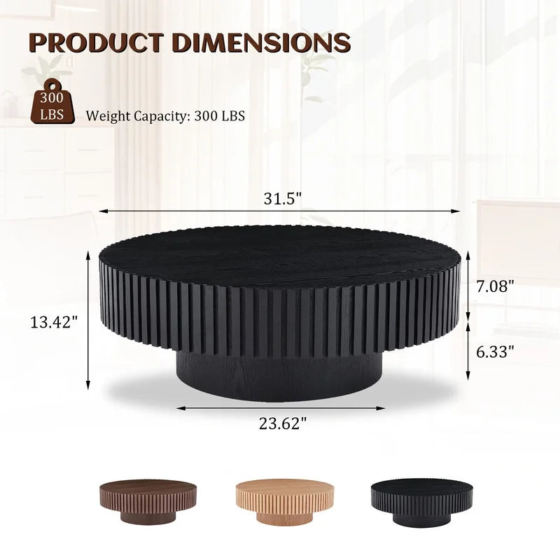 2026 NewFFH 43.7 inch Oval Coffee Table for Living Room,Handcraft Rustic Corner Coffee Table Nature Wood Relief Sturdy Pedestal for Apartmen,Side Table Centre Table,Nature Wood