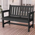 2026 NewSERWALL Outdoor Bench for 2-Person, Weather-Resistant HDPE with Aluminum Reinforcement, Supports 660 lbs, Comfortable Seating for Patio, Garden, and Porch, Black