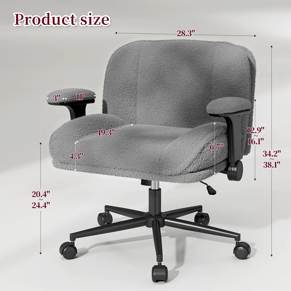 2026 NewRomorgniz Criss Cross Chair with Adjustable Arms & Lumbar Support Office Chair with Reclining Back, Thick Cushion & Wheels for Office, Gaming, Reading, Vanity, Off-White