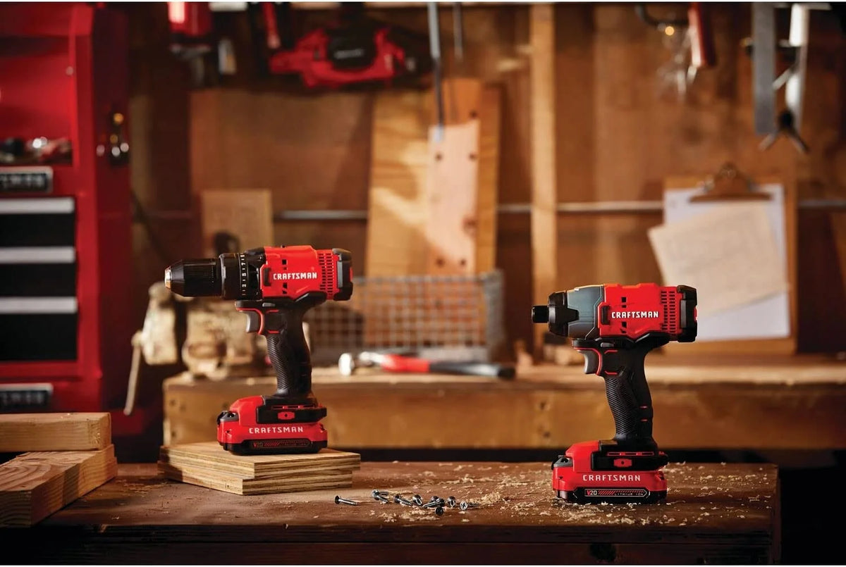 CRAFTSMAN 20V Rechargeable Cordless Power Tool Set, 2 Pieces