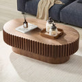2026 NewFFH 43.7 inch Oval Coffee Table for Living Room,Handcraft Rustic Corner Coffee Table Nature Wood Relief Sturdy Pedestal for Apartmen,Side Table Centre Table,Nature Wood