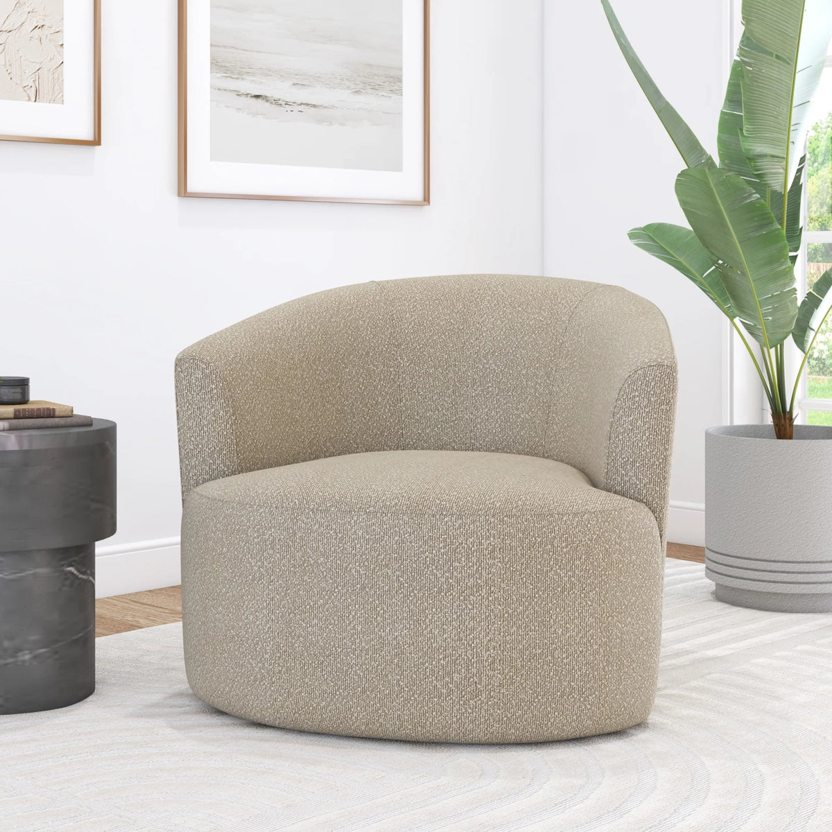 2026 NewMainstays Boucle Swivel Accent Chair, Taupe