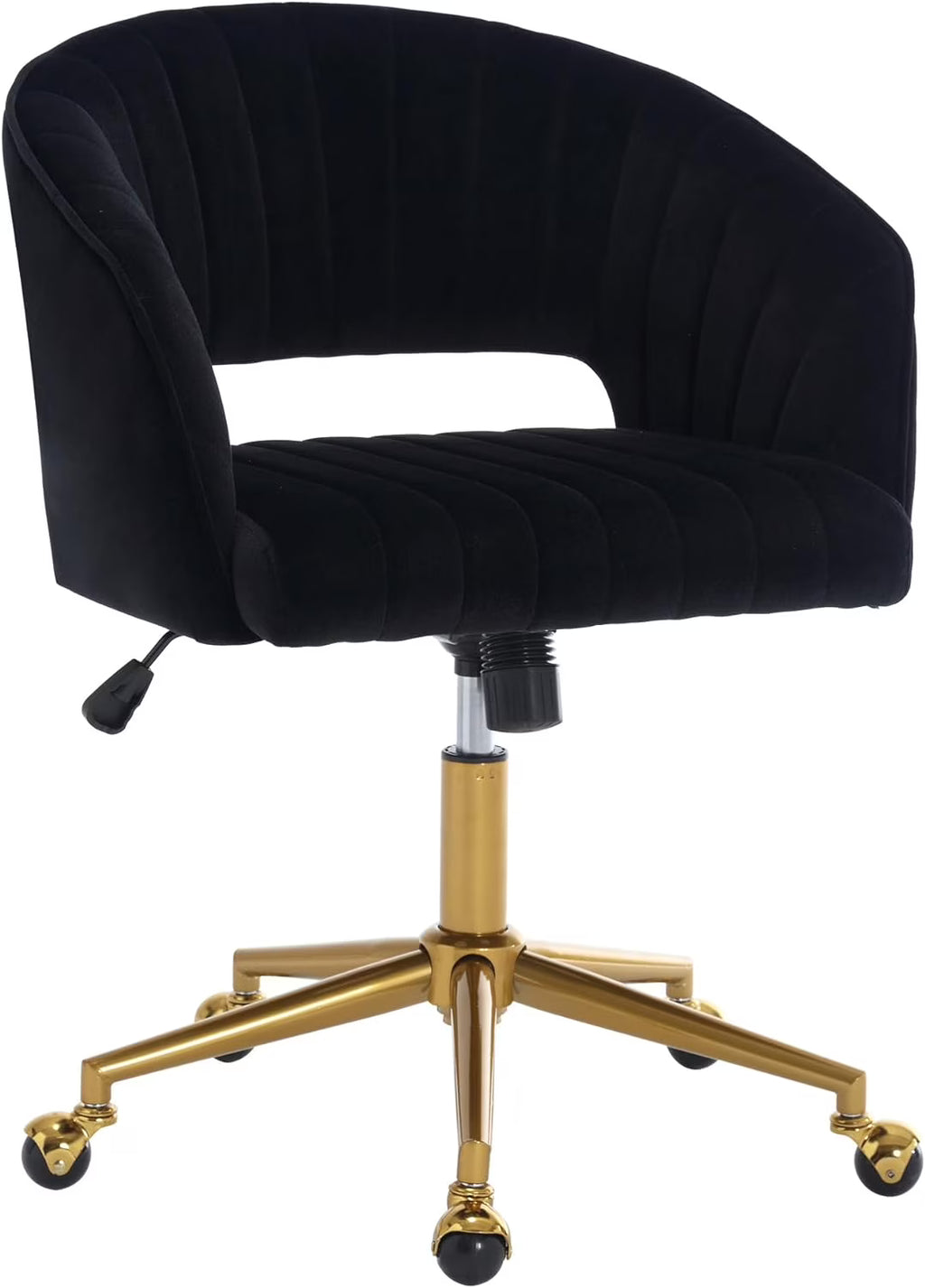 2026 NewHome Office Swivel Desk Chair, Modern Velvet Vanity Chair, Height Adjustable Armchair with Gold Base, Ergonomic Office Chair for Task Study Computer Room, Beige