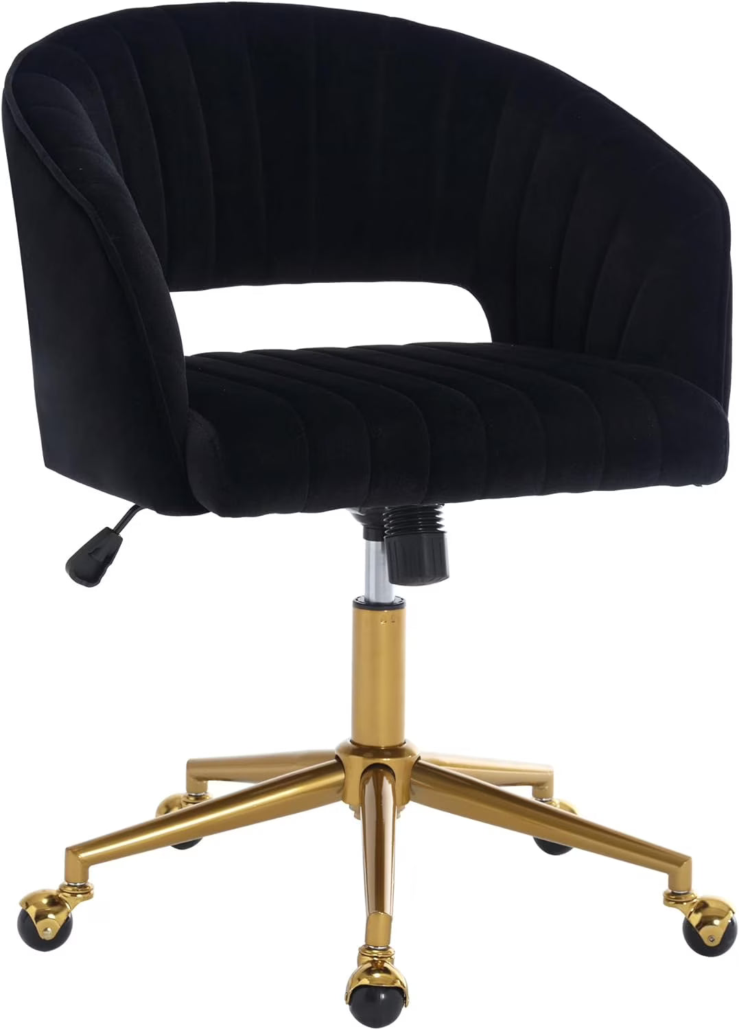 2026 NewHome Office Swivel Desk Chair, Modern Velvet Vanity Chair, Height Adjustable Armchair with Gold Base, Ergonomic Office Chair for Task Study Computer Room, Beige