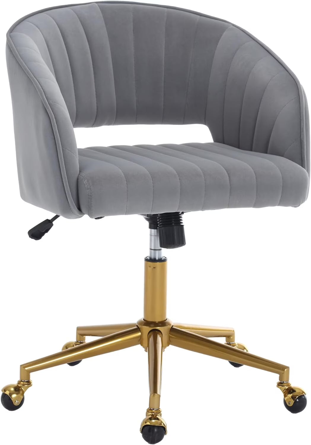 2026 NewHome Office Swivel Desk Chair, Modern Velvet Vanity Chair, Height Adjustable Armchair with Gold Base, Ergonomic Office Chair for Task Study Computer Room, Beige