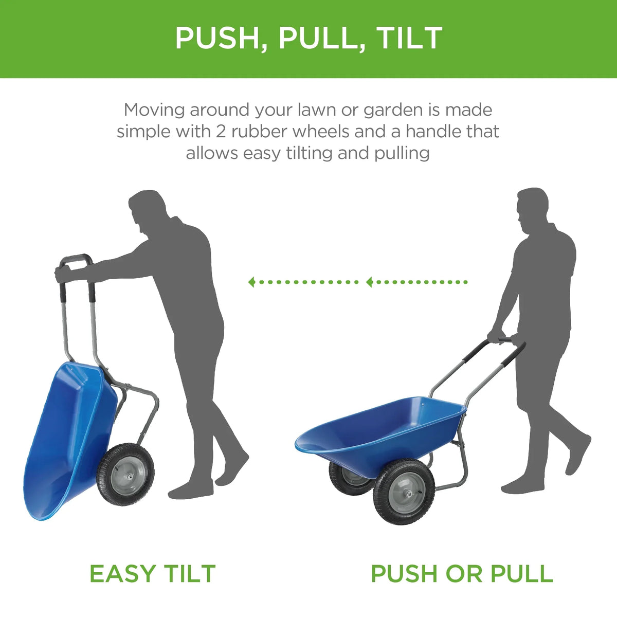 2026 NewBest Choice Products Dual-Wheel Home Wheelbarrow Yard Garden Cart for Lawn, Construction - Green