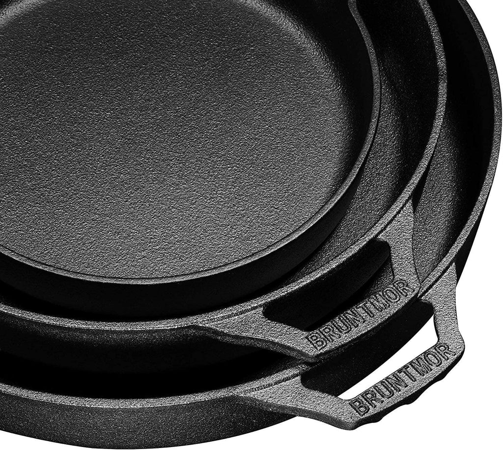 Bruntmor Pre-Seasoned Cast Iron Cookware Set - 8-Piece Bundle with Skillets, Grill Pan, Dutch Oven, Pizza Pan, and Utensils - Durable Pots and Pans Set for Cooking - Ideal Gift for Home or Camping