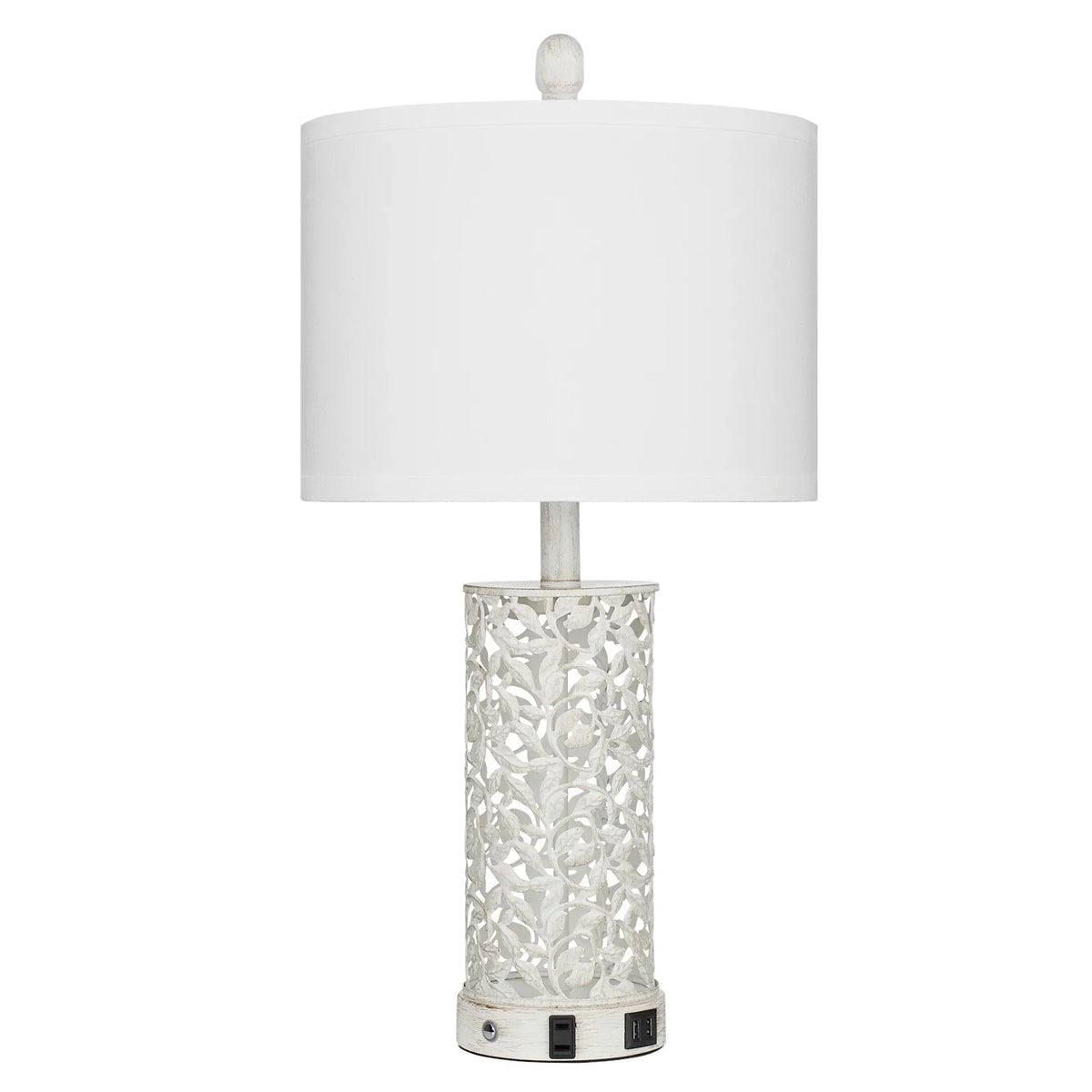 2026 NewCinkeda Table Lamp Set of 2 for Living Room Bedroom with USB Ports AC Outlet 3 Way Dimmable Touch Nightlight Farmhouse White Floral Nightstand Bedside Lamps