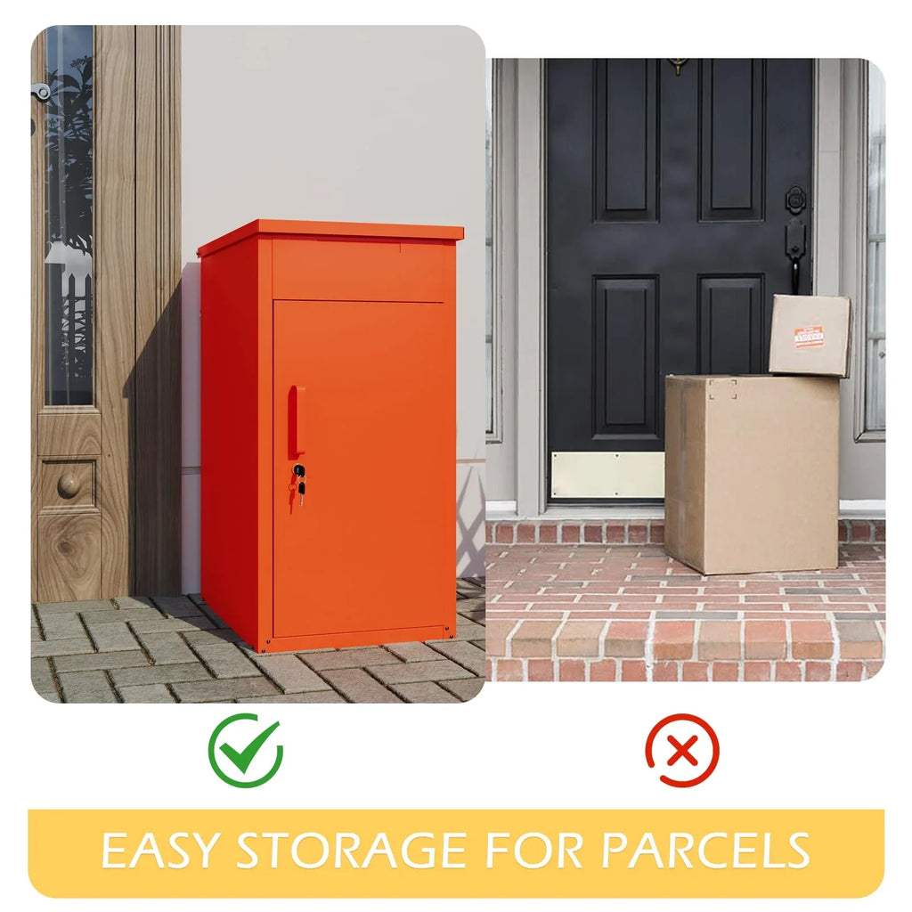 2026 NewAECOJOY Package Delivery Boxes for Outside Parcel Drop Box Outdoor Storage Box Wall Mounted Express Mail Package Delivery Box 17" x 16" x 38.3" Black