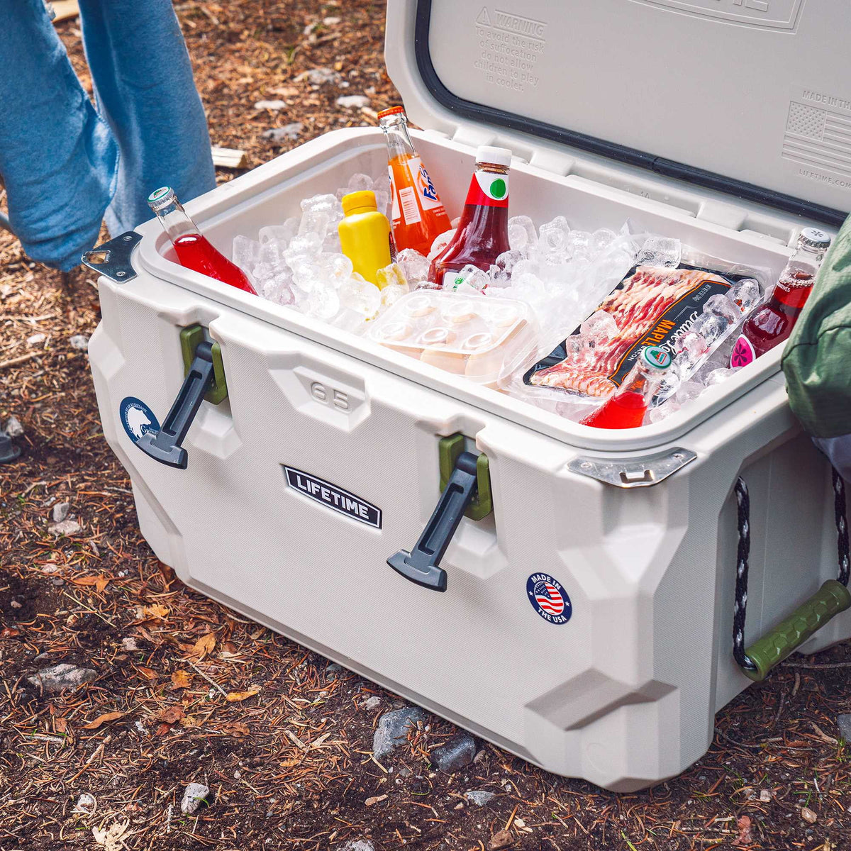 Lifetime 65 qt Bear-Resistant Camping Cooler, Premium High Performance, Ice Retention, Hard Cooler, 75 Can Capacity, Arctic White (90997)