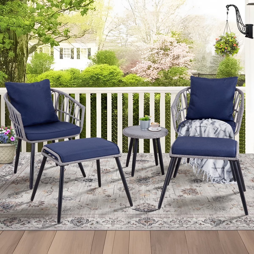 2026 NewAinfox 3-Piece Steel Outdoor Bistro Sets with Metal Chairs and Glass Top Table, Beige