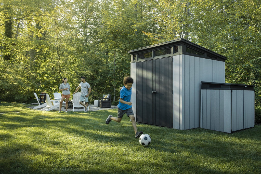 2026 NewKeter Artisan 9x7 Foot Large Outdoor Shed & Floor w/Modern Design, Grey