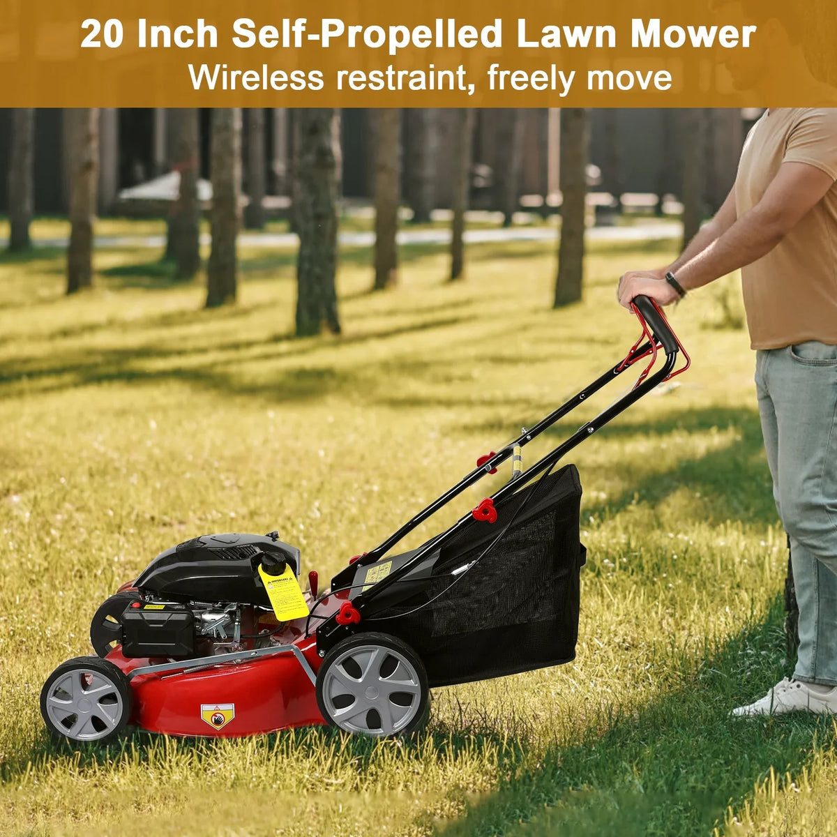 2026 NewLawn Mower, Self Propelled Lawn Mower, 141cc Gas Engine Lawn Mower, Push Lawn Mower with 50L Grass Tank, Big Wheels