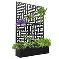 2026 NewFOOWIN 71'' H Metal Planter with Trellis, Outdoor Raised Garden Bed for Climbing Plants, Trellis Planter Box with Drainage Hole, Black