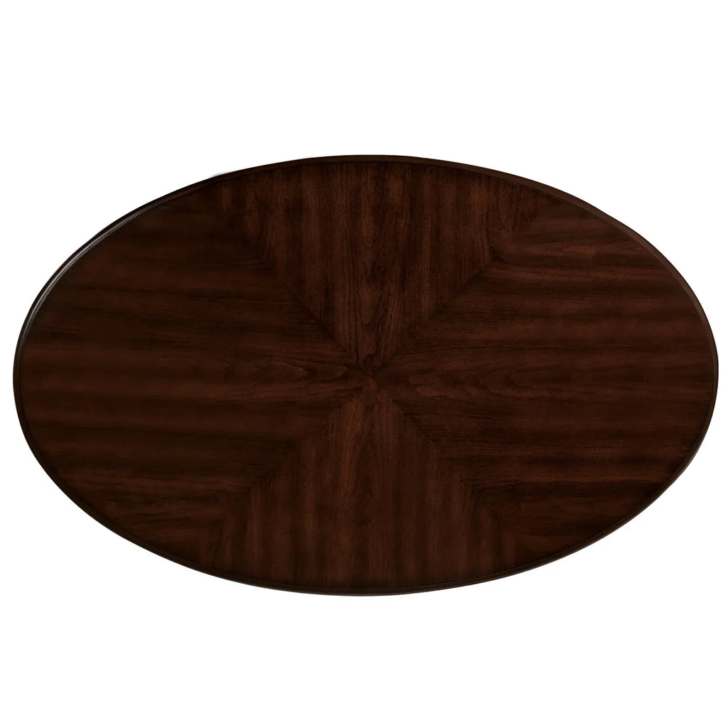 2026 New42" Oval Coffee Table with Storage Shelf, 2-Tier Solid Wood Cocktail Tea Table, Traditional Retro Center Table for Living Room, Bearing 400LBS, Cherry
