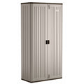 Suncast Mega Tall Resin Outdoor Storage Cabinet with 3 Shelves, Platinum Metallic