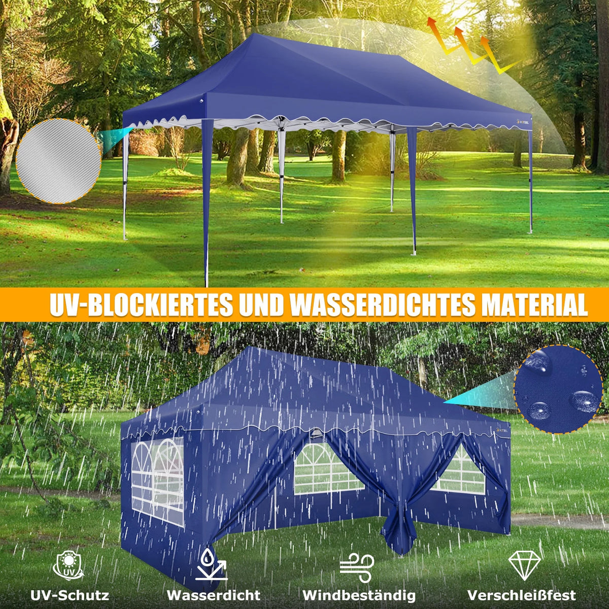 COBIZI 10X20 Pop up Canopy Tent with 6 Removable Side Walls Heavy Duty,Waterproof Adjustable Outdoor Event Party tent Parties,Commercial Instant Portable,Weddings,Camping,with Wheeled Bag,Gray