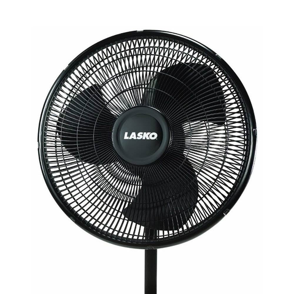 2026 NewLasko 16" Oscillating 3 Speed Adjustable Pedestal Stand Fan, Black (2 Pack)