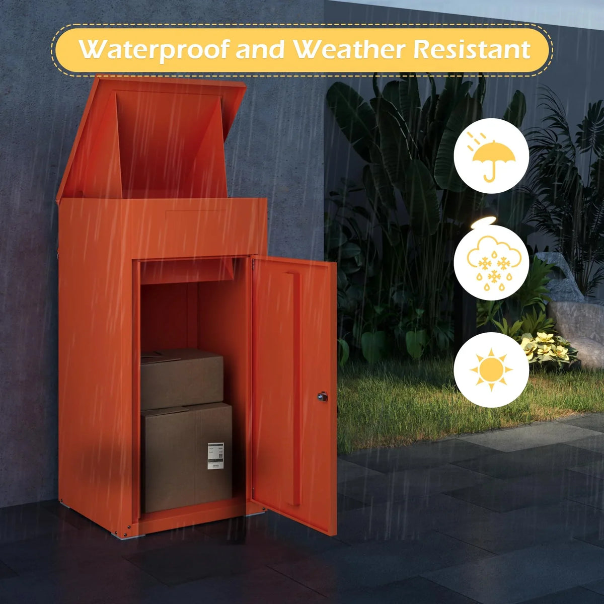 2026 NewAECOJOY Package Delivery Boxes for Outside Parcel Drop Box Outdoor Storage Box Wall Mounted Express Mail Package Delivery Box 17" x 16" x 38.3" Black