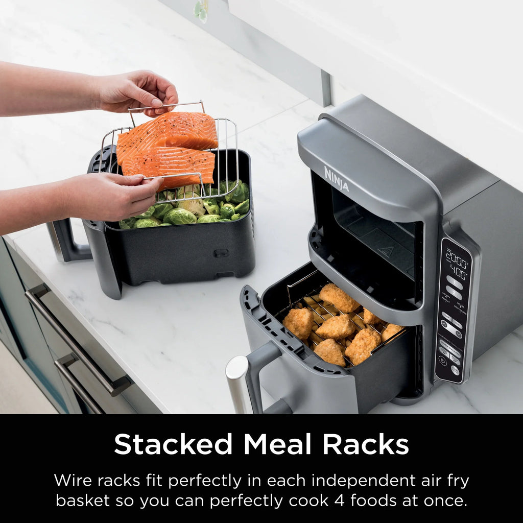 2026 NewNinja DoubleStack XL 2-Basket Air Fryer, DoubleStack Technology Cooks 4 Foods at Once, Space Saving Design, 10 QT, 4-in-1, Smart Finish & Match Cook, SL400
