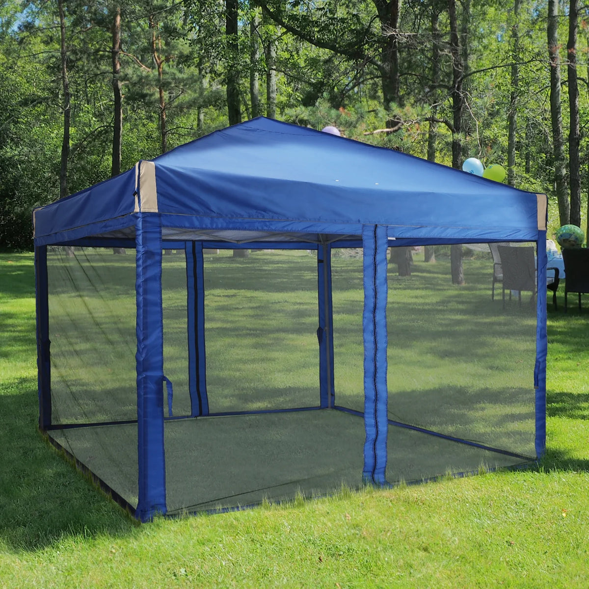 Aoodor 12'x12' Pop Up Canopy with Removable Mesh Sidewalls, Outdoor Portable Instant Shelter Tent-Black