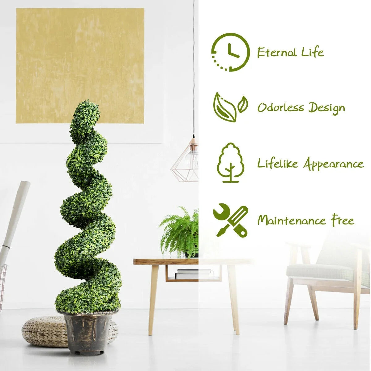 2026 NewGymax 2Pcs 4FT Artificial Boxwood Spiral Tree W/Realistic Leaves Indoor Outdoor Office