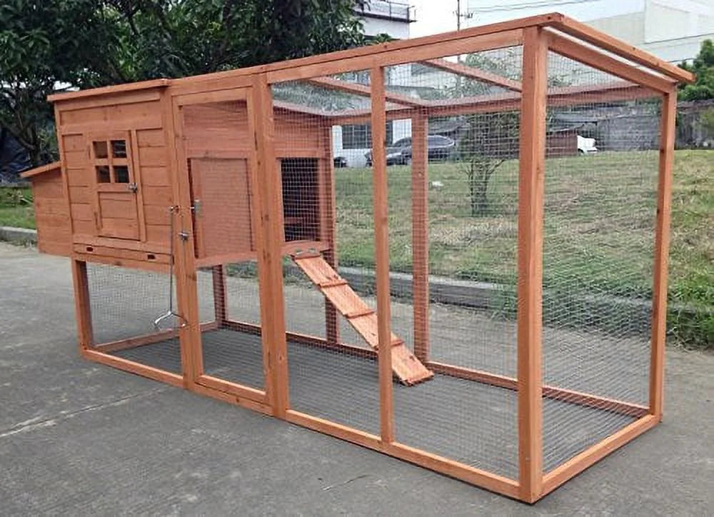 2026 NewChicken Coop Large 95" Deluxe Solid wood Hen Chicken Cage House Coop Huge with Run nesting box