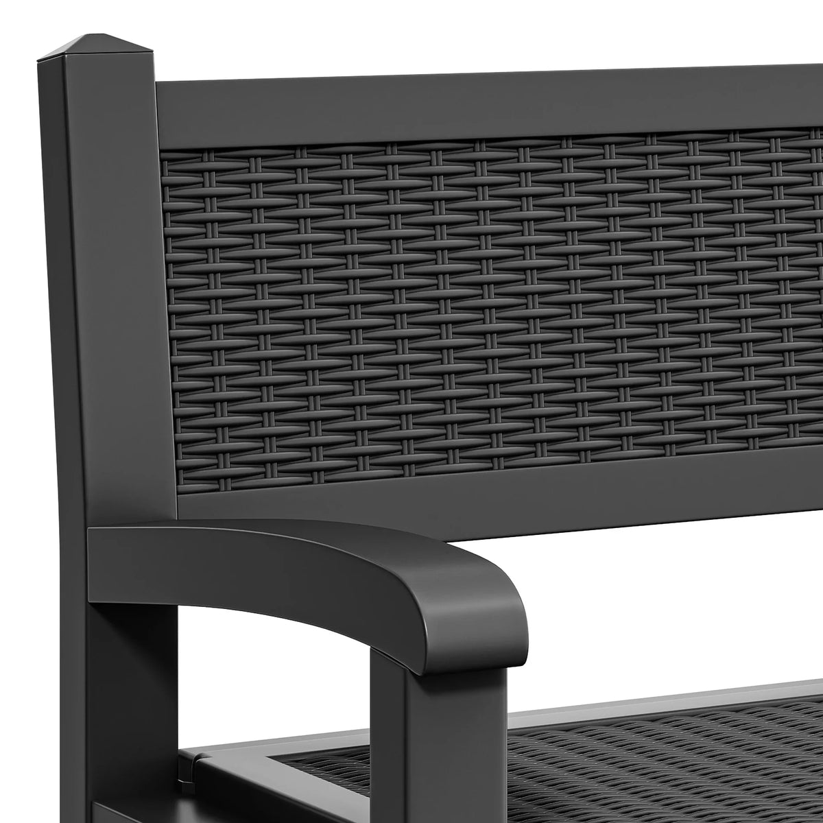 2026 NewModFusion 70-Gallon Outdoor Resin Storage Cabinet with Rattan Backrest – Waterproof Patio Bench Seat, 500 lbs Capacity, Black