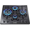 2026 New24 Inch Black Gas Cooktop - Built-in Dual Fuel Natural Gas & Propane Stove - 4 Burner Convertible Cooktop with Thermocouple Protection