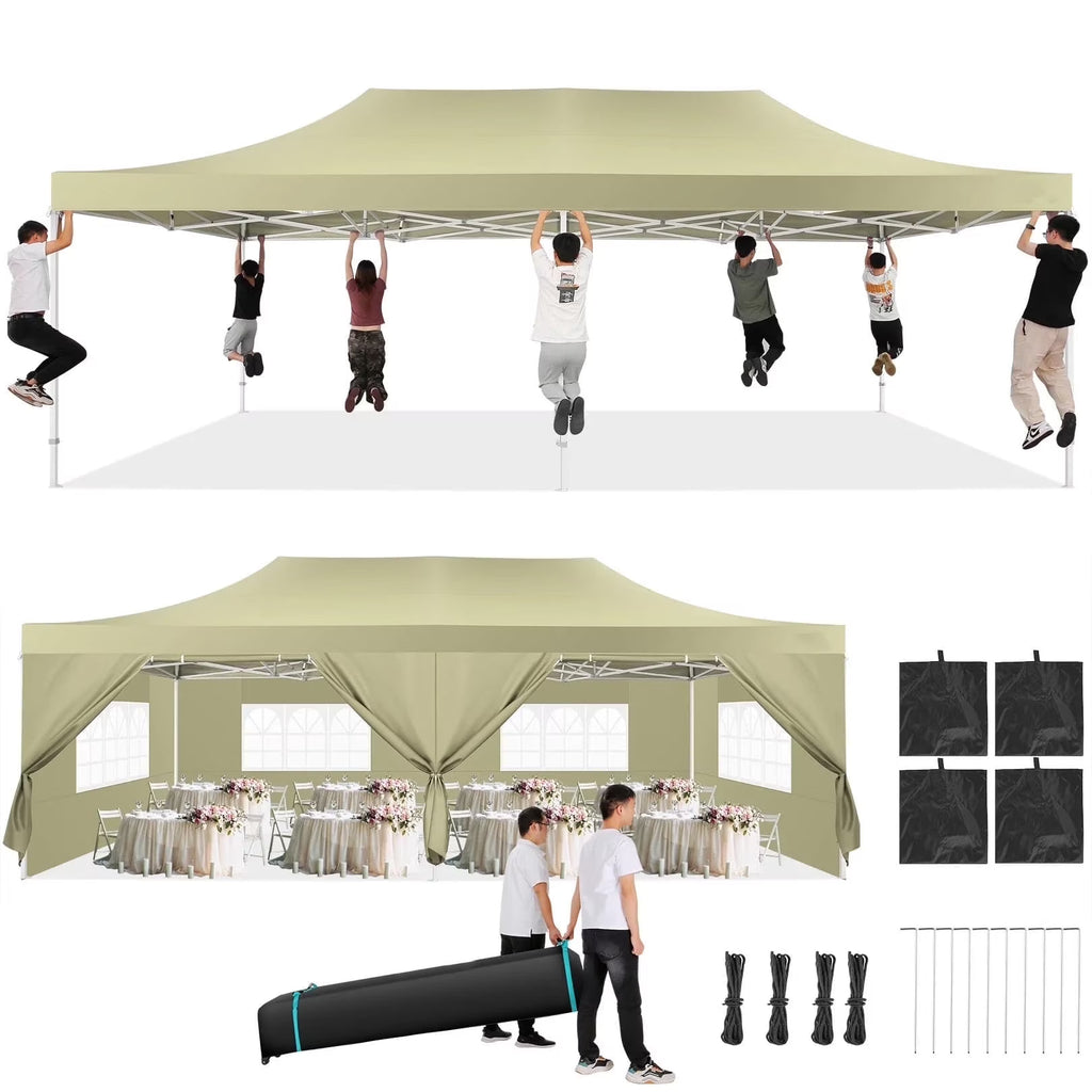 COBIZI 13x26 Heavy Duty Commercial Canopy Tent,Easy Pop Up Party Tent Gazebo,Outdoor Portable Party Canopy,Extra-large Size Space For Outside Wedding Gathering Activities,Waterproof&UPF 50+,White