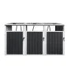 2026 NewAukfa 7.3' W Outdoor Garbage Bin Storage, Metal Storage Shed for 3 Trash Cans Tools, Waterproof Trash Can Storage