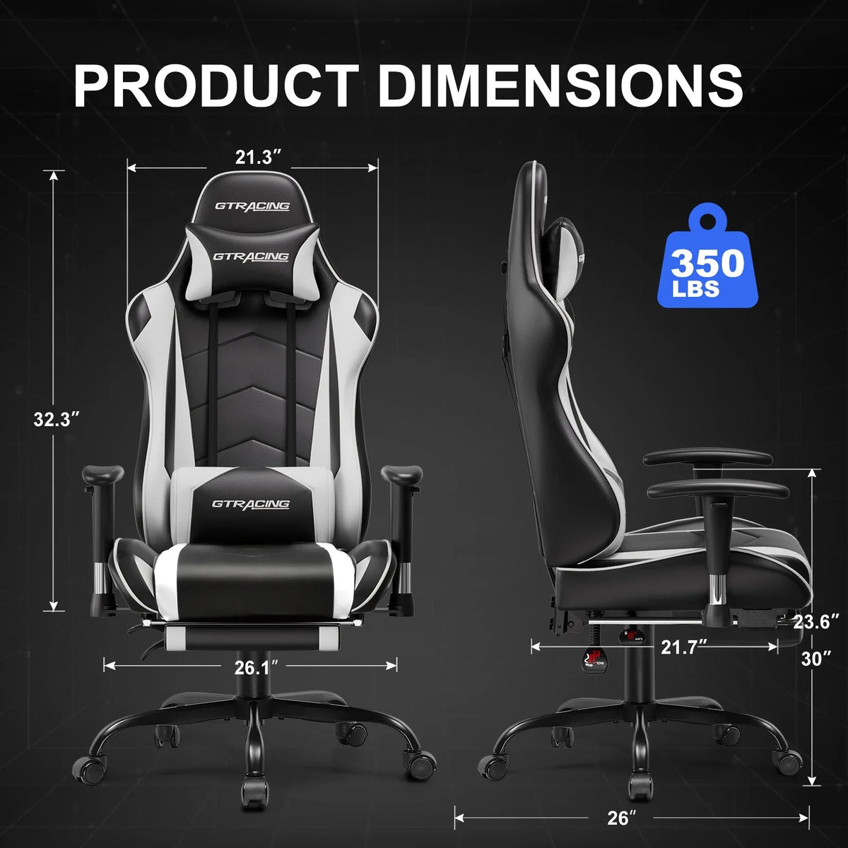 2026 NewGTRACING Gaming Chair, Ergonomic Office Desk Chair with Lumbar Support, PU Leather, Footrest & Adjustable Headrest, Red
