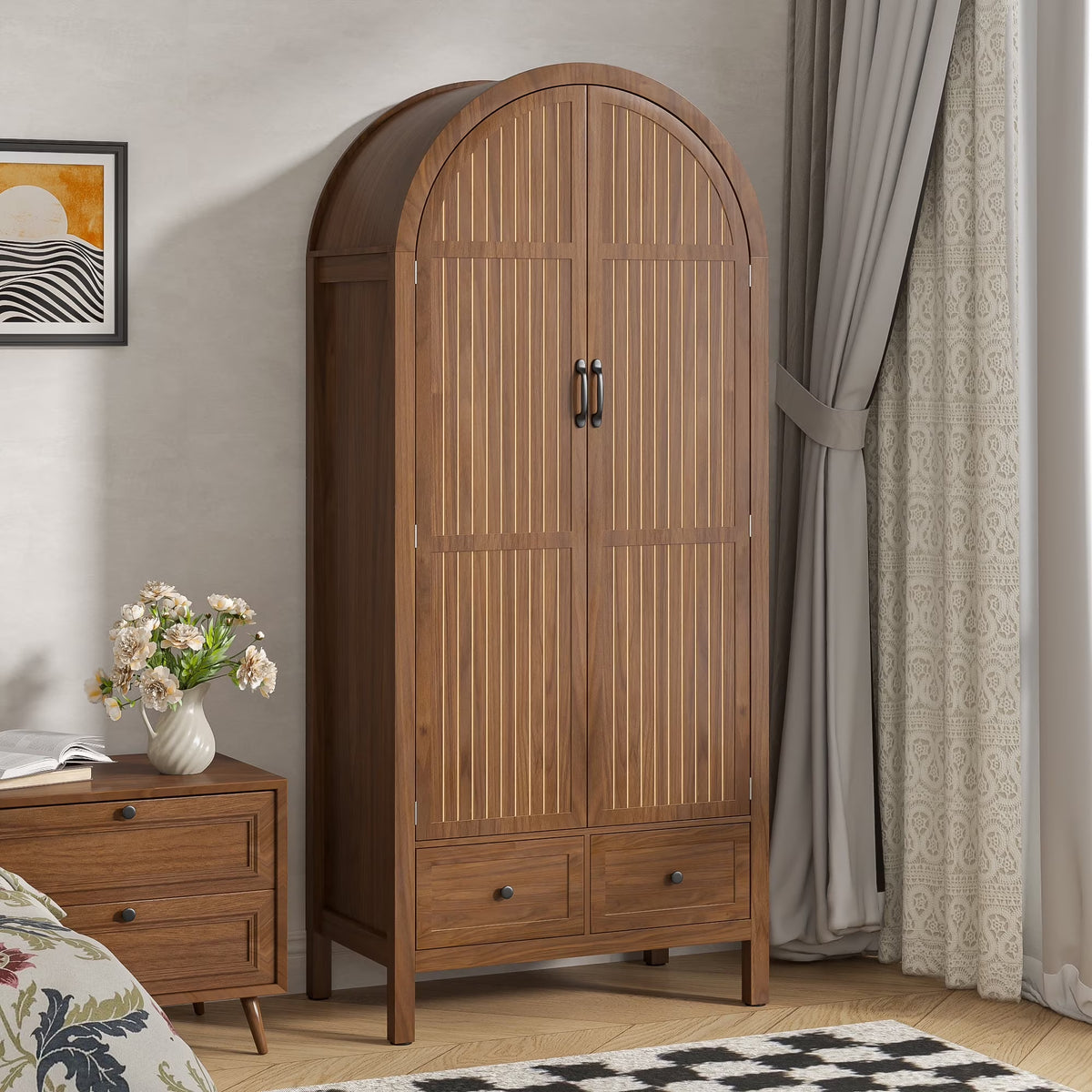 2026 NewArmoire Wardrobe Closet, Bedroom Armoire with Drawers, Wood Wardrobe Storage Cabinets