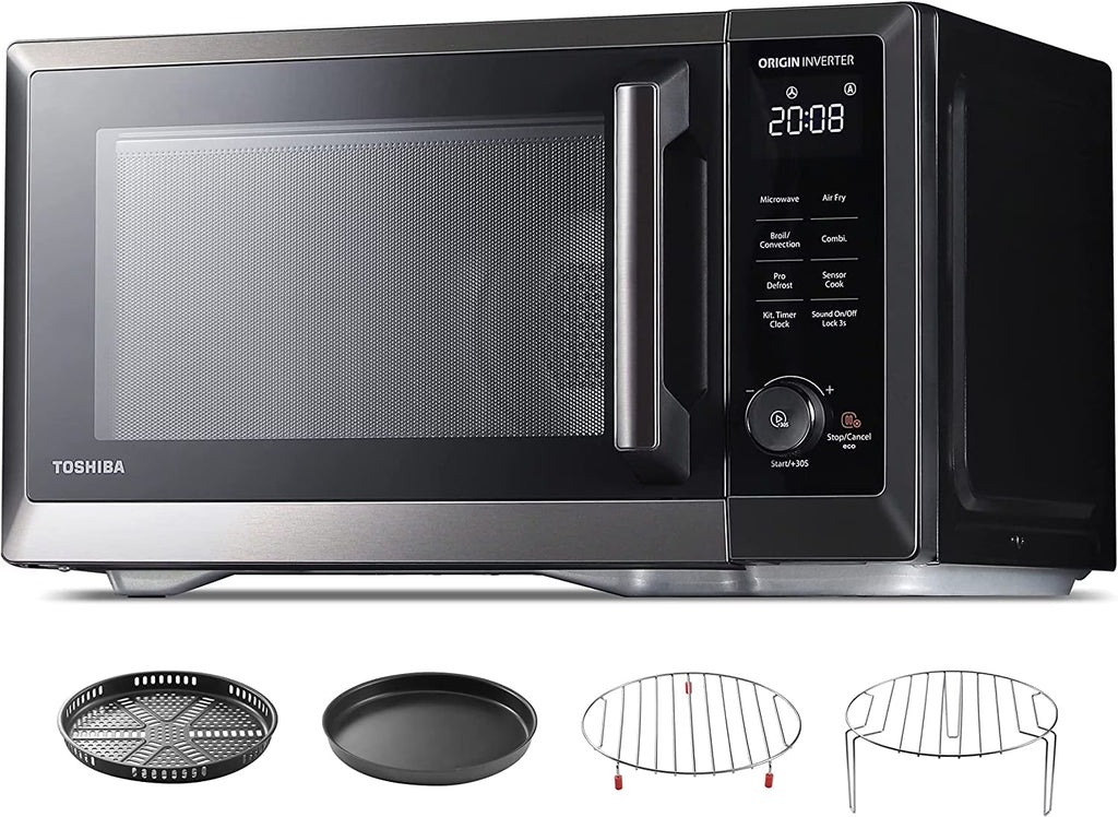 2026 NewTOSHIBA 7-in-1 Countertop Microwave Oven Air Fryer Combo, Inverter, Convection, Broil, Speedy Combi, Even Defrost, Humidity Sensor, Mute Function, 27 Auto Menu&47 Recipes, 1.0 cu.ft/30QT, 1000W