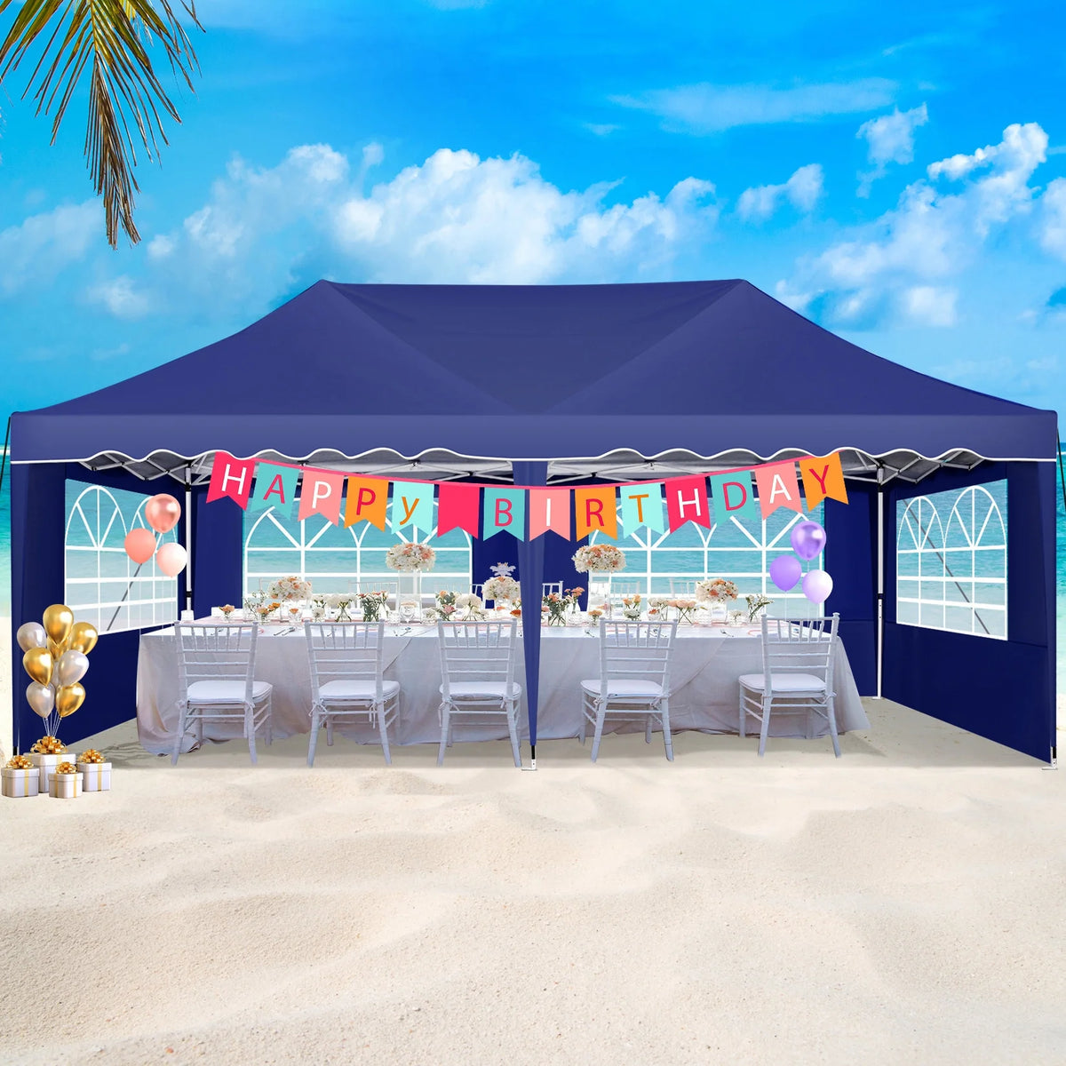 COBIZI 10X20 Pop up Canopy Tent with 6 Removable Side Walls Heavy Duty,Waterproof Adjustable Outdoor Event Party tent Parties,Commercial Instant Portable,Weddings,Camping,with Wheeled Bag,Gray
