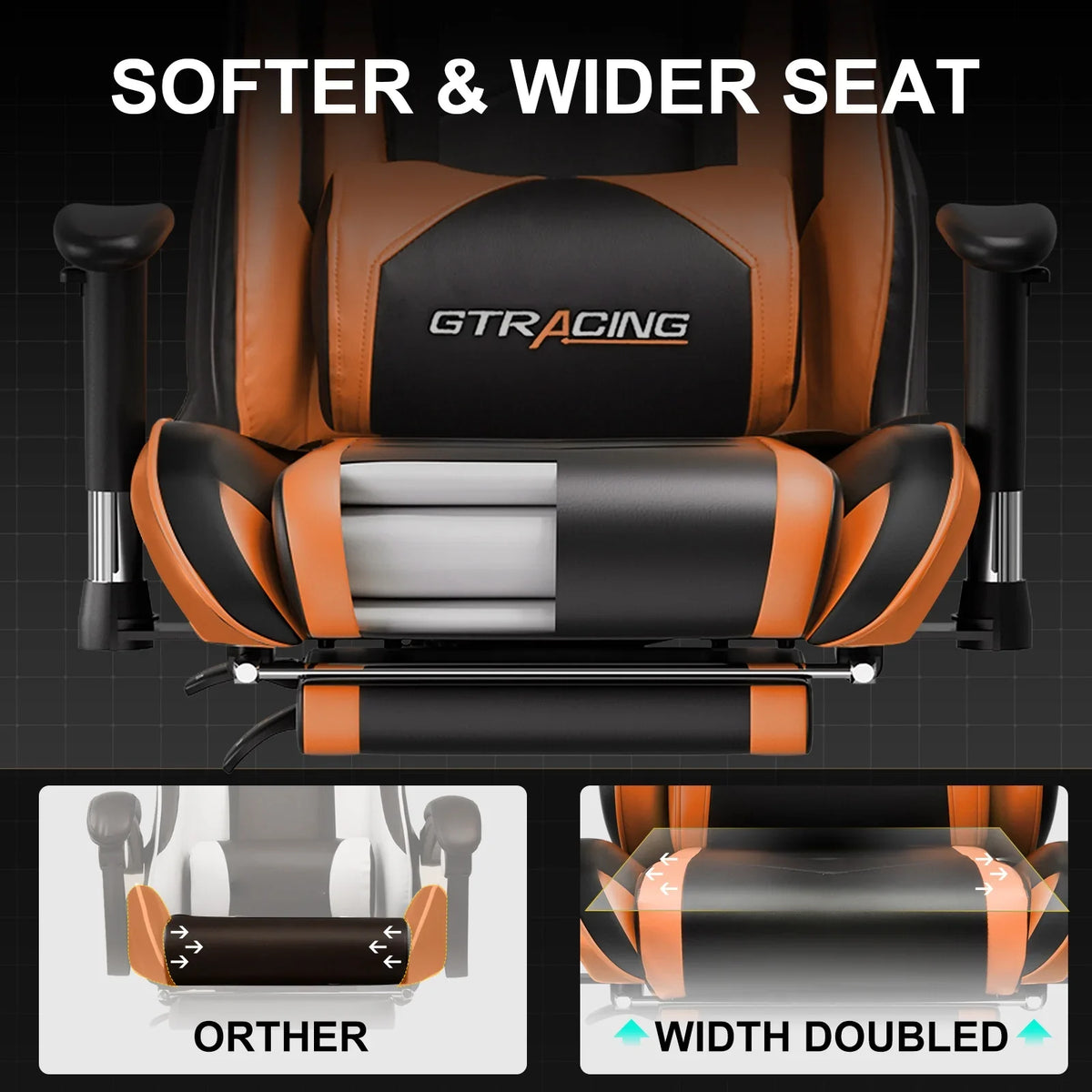 2026 NewGTRACING Gaming Chair, Ergonomic Office Desk Chair with Lumbar Support, PU Leather, Footrest & Adjustable Headrest, Red