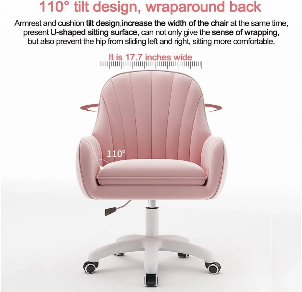 2026 NewHome Office Chair Computer Chair with Mid-Back Upholstered Modern Tufted Computer Task Chair Swivel Height Adjustable Velvet Accent Chair."White"