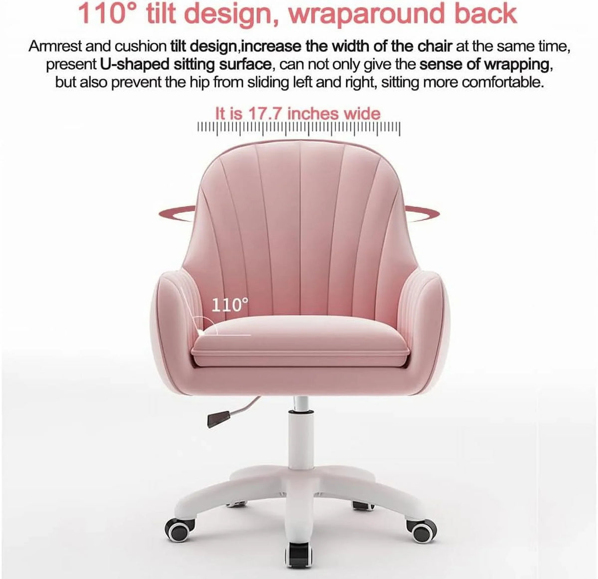 2026 NewHome Office Chair Computer Chair with Mid-Back Upholstered Modern Tufted Computer Task Chair Swivel Height Adjustable Velvet Accent Chair."White"